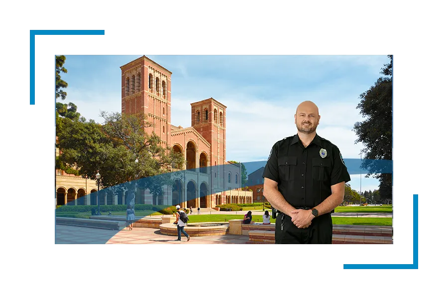 Allied Universal campus security guard in uniform