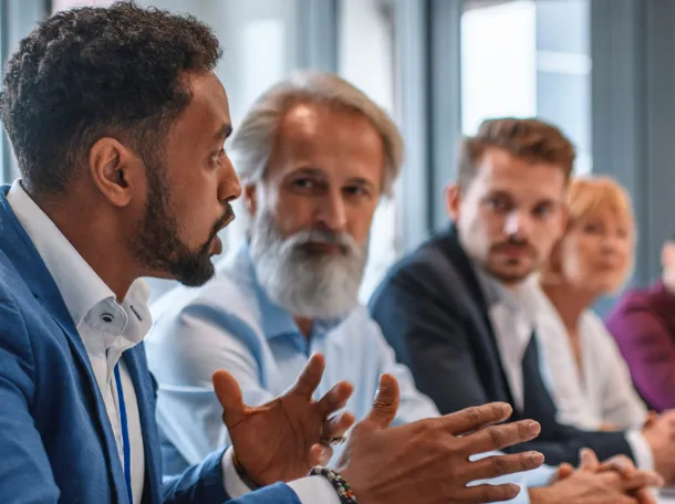People talking in a conference room