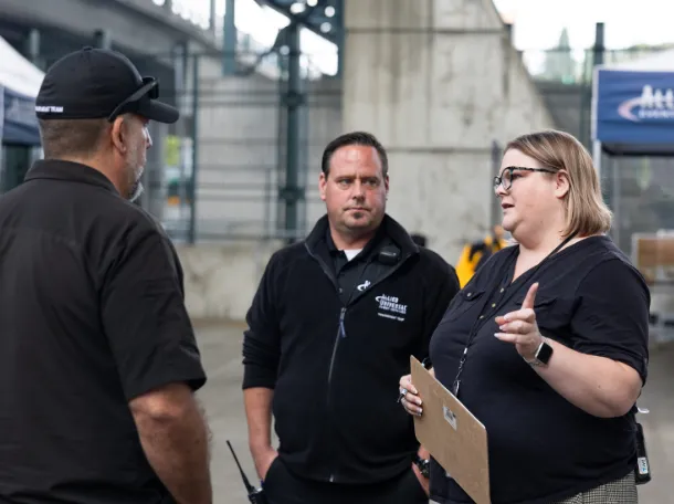 3 security guards in black uniform 